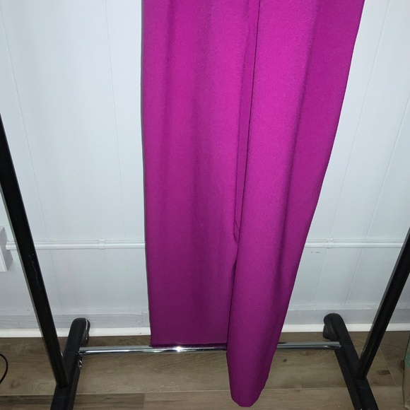 Julia Jordan fucshia twist neck crepe halter jumpsuit Sz 16 wide leg back zip - Picture 7 of 11